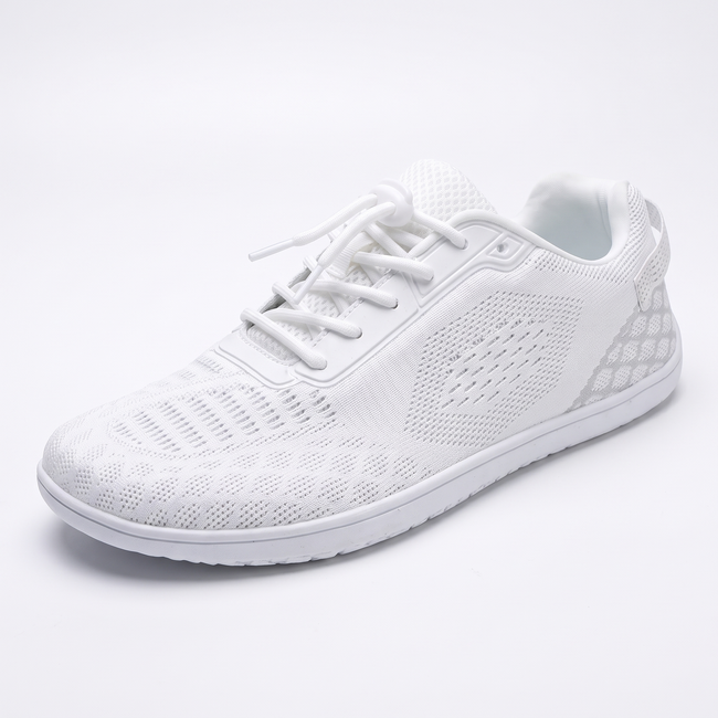 Oakmere Linden white wide-toe walking shoe with elastic toggle on white